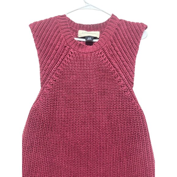 By Malene Birger Chunky Knit Linen Long Vest Womens Small Red Preppy Fisherman - Picture 15 of 16